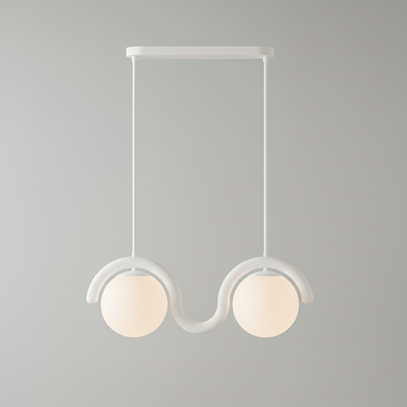 Lampadario Lineare Uveta Rosso&Argento