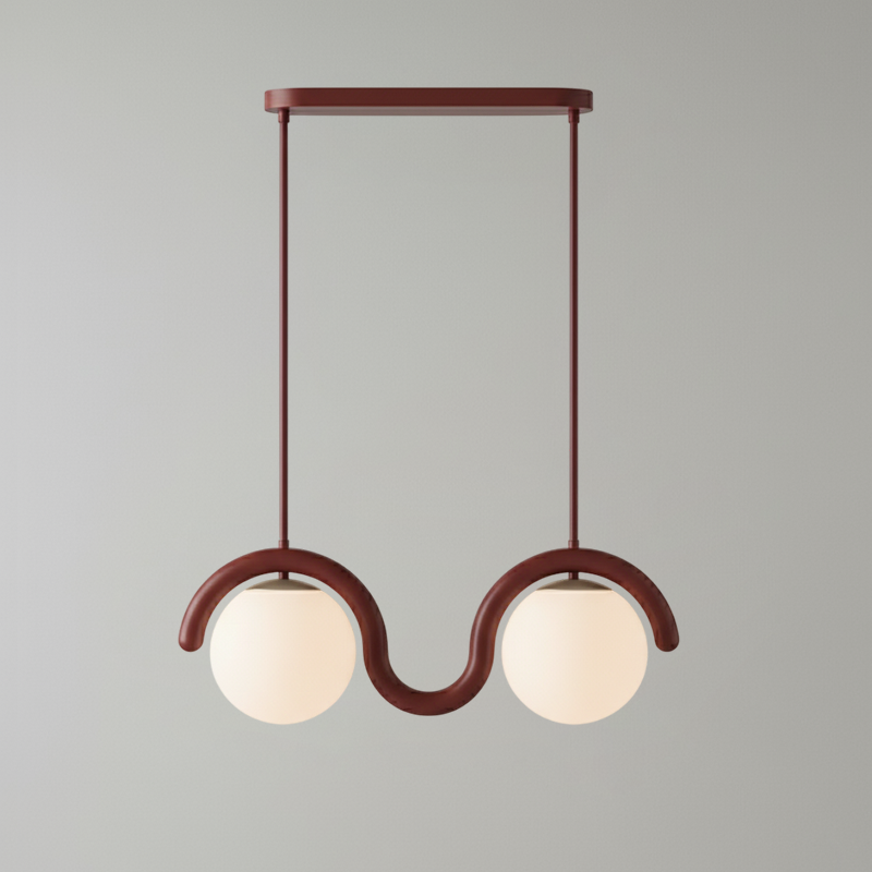 Lampadario Lineare Uveta Rosso&Argento