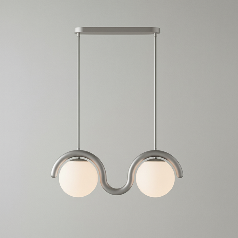 Lampadario Lineare Uveta Rosso&Argento
