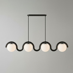Lampadario Lineare Uveta Rosso&Argento