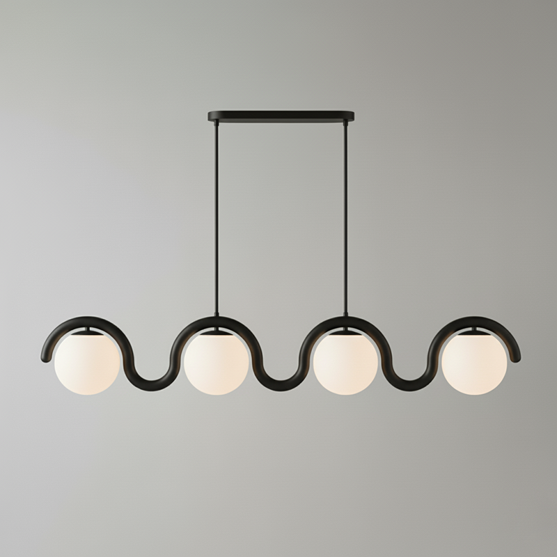 Lampadario Lineare Uveta Rosso&Argento
