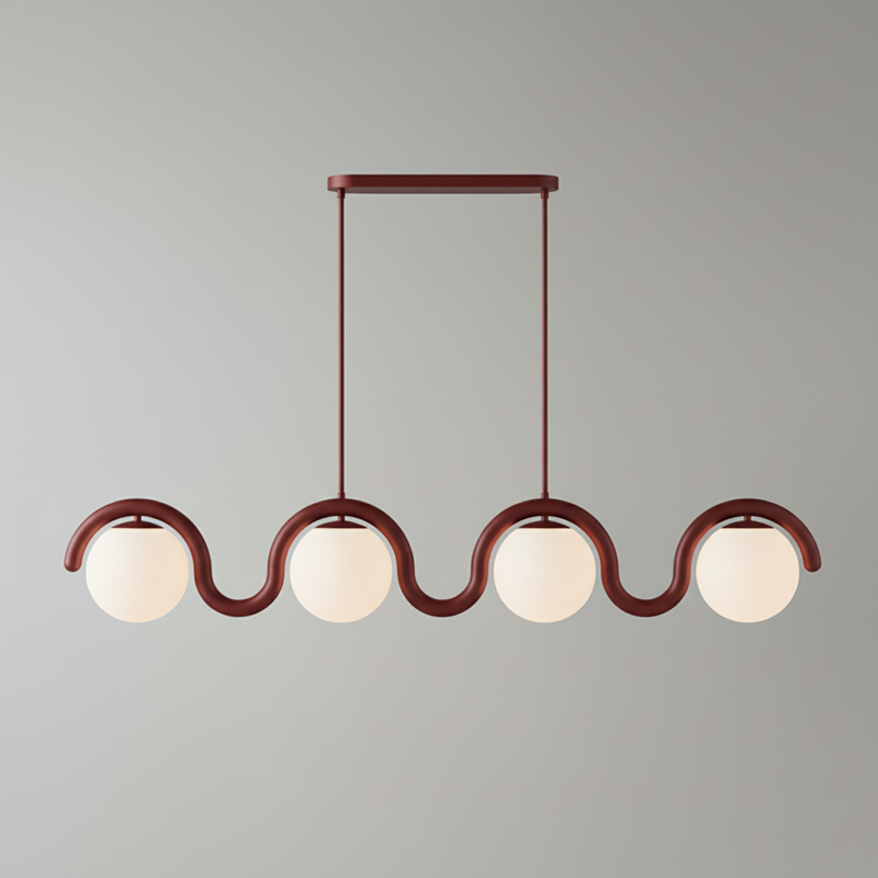 Lampadario Lineare Uveta Rosso&Argento