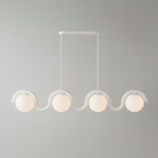 Lampadario Lineare Uveta Rosso&Argento