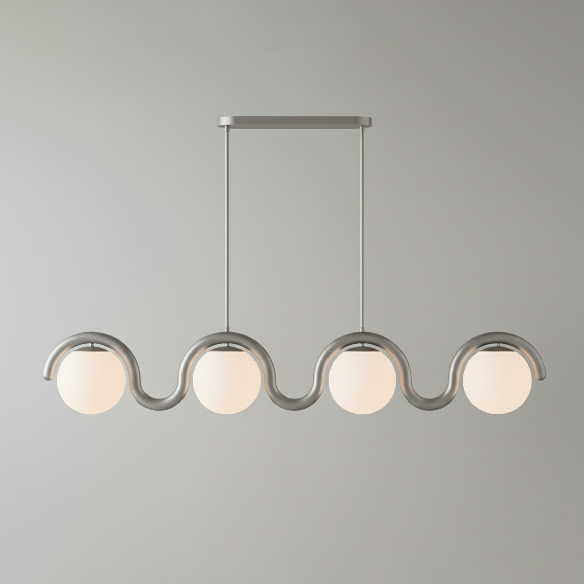 Lampadario Lineare Uveta Rosso&Argento