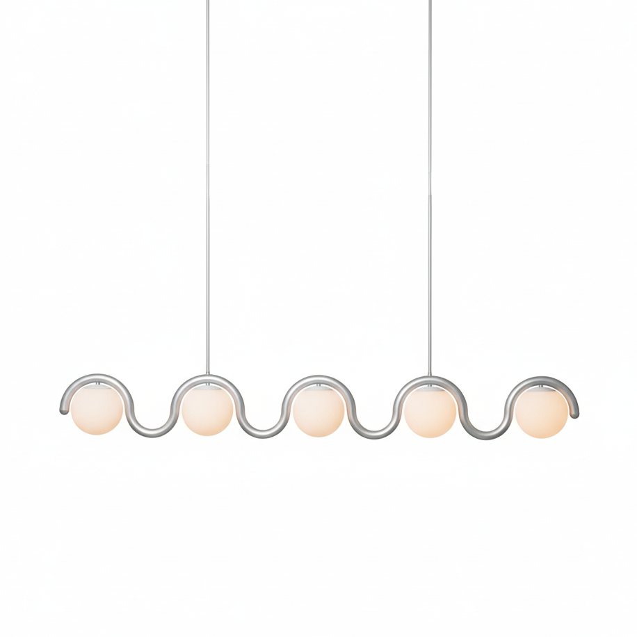 Lampadario Lineare Uveta Rosso&Argento