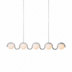 Lampadario Lineare Uveta Rosso&Argento