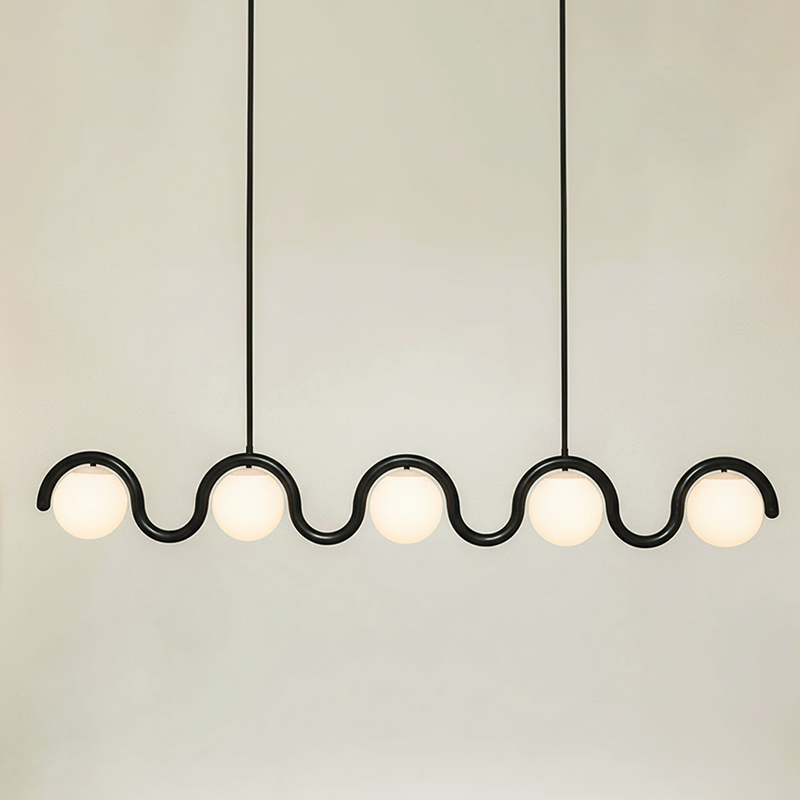 Lampadario Lineare Uveta Rosso&Argento