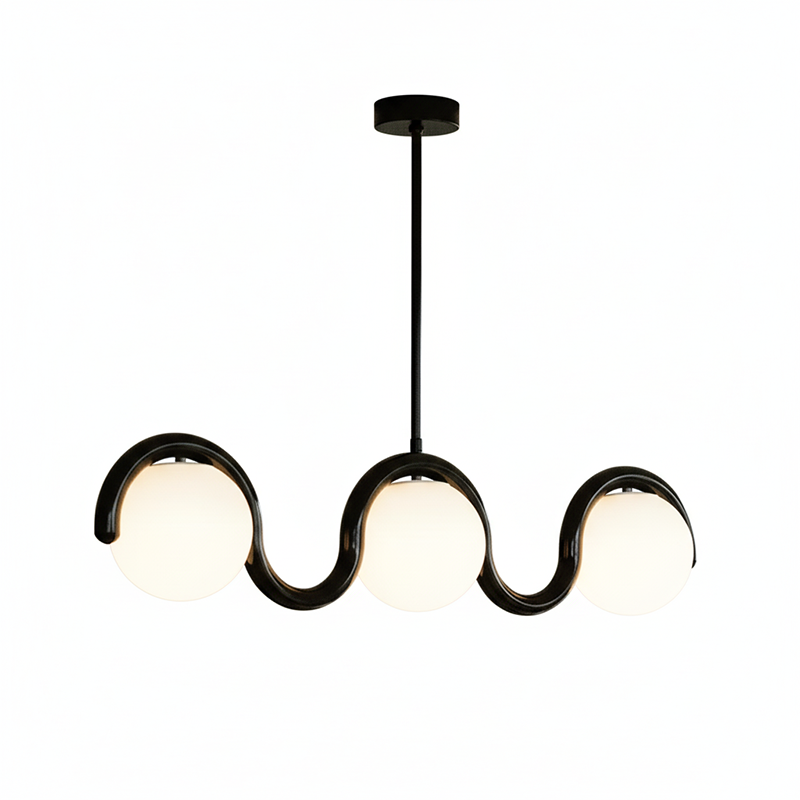 Lampadario Lineare Uveta Rosso&Argento