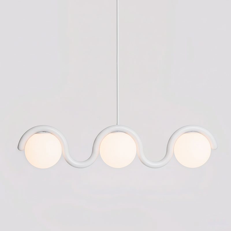 Lampadario Lineare Uveta Rosso&Argento