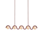 Lampadario Lineare Uveta Rosso&Argento