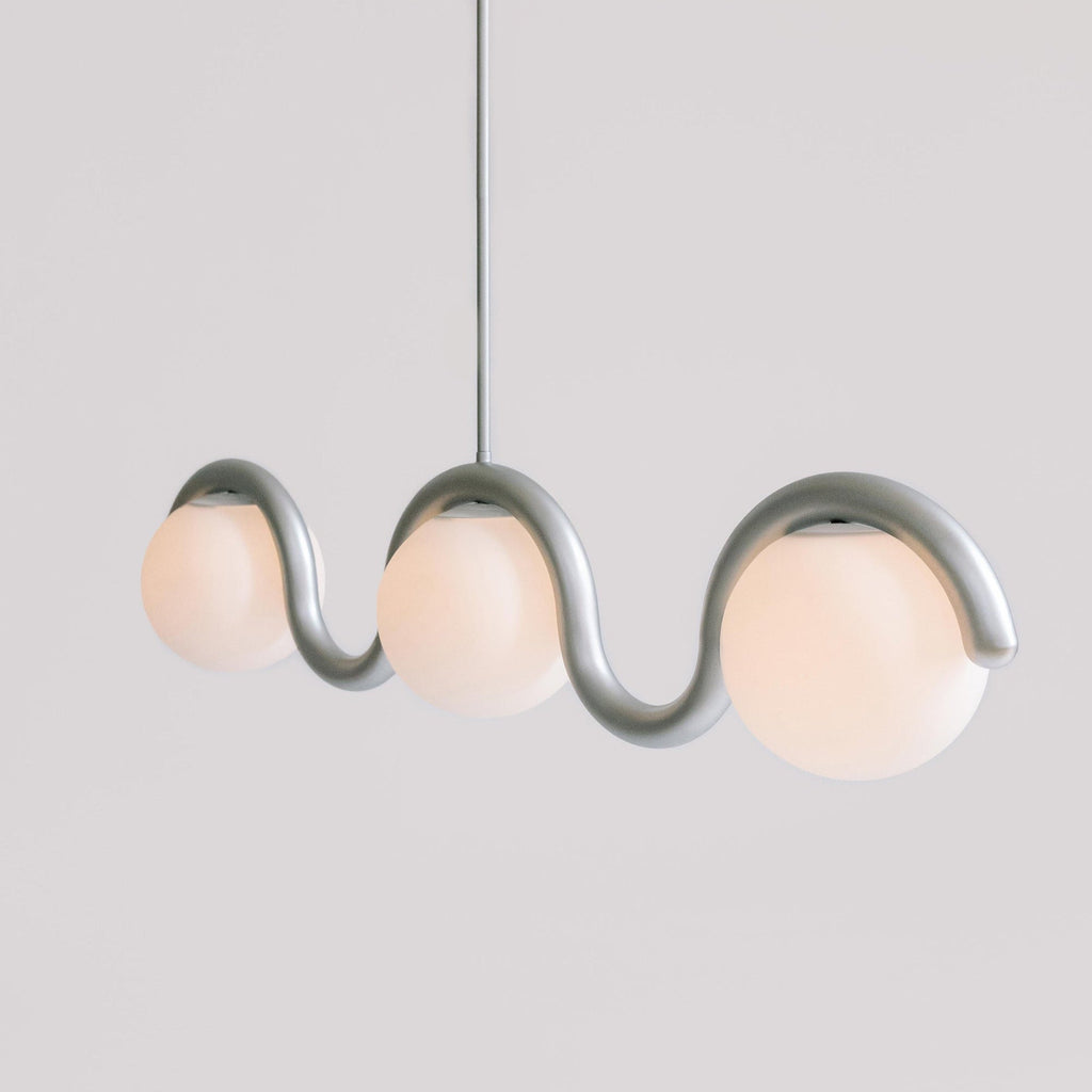 Lampadario Lineare Uveta Rosso&Argento