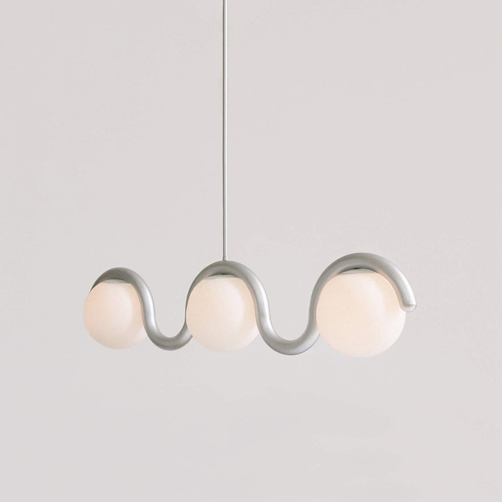 Lampadario Lineare Uveta Rosso&Argento