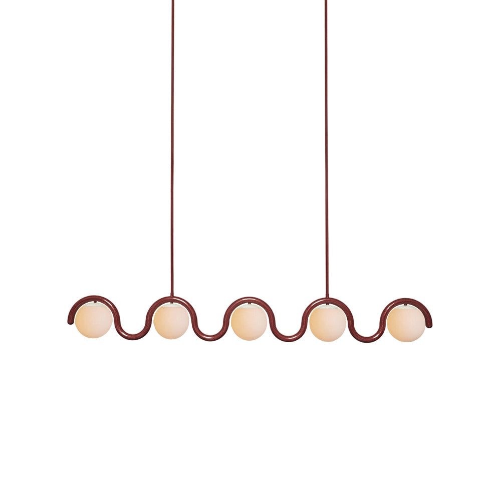 Lampadario Lineare Uveta Rosso&Argento