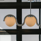 Lampadario Lineare Uveta Rosso&Argento