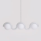 Lampadario Lineare Uveta Rosso&Argento