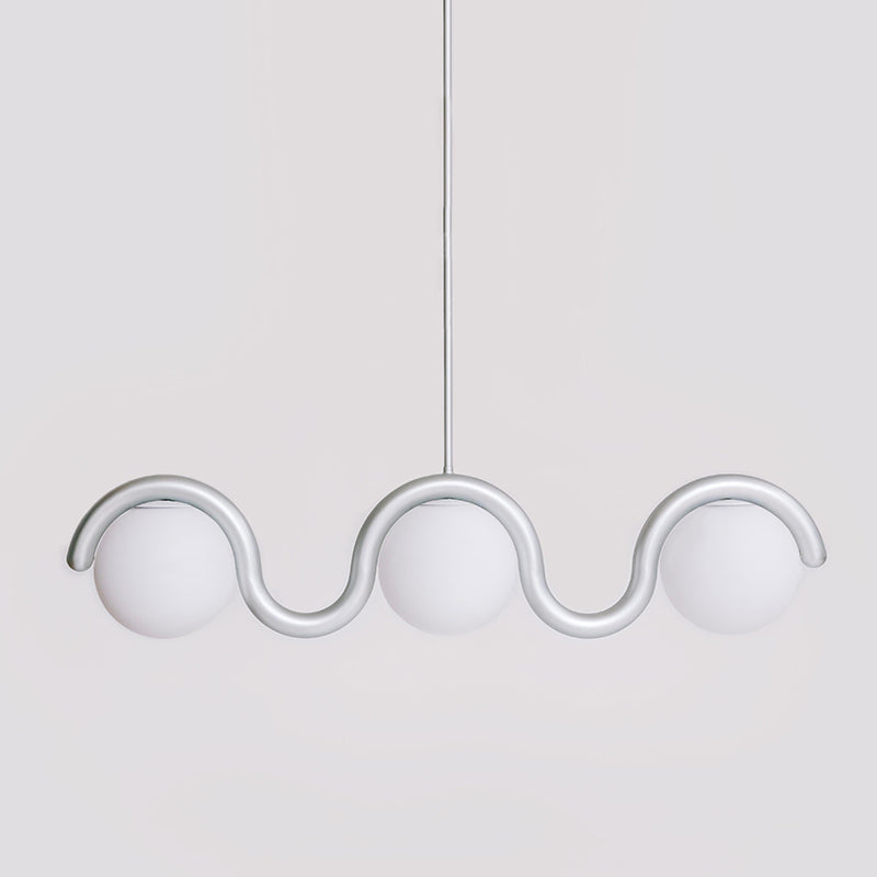 Lampadario Lineare Uveta Rosso&Argento