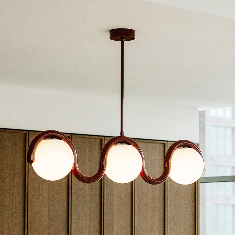 Lampadario Lineare Uveta Rosso&Argento