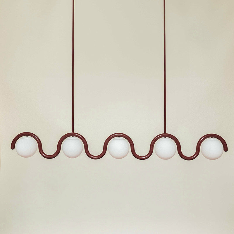 Lampadario Lineare Uveta Rosso&Argento