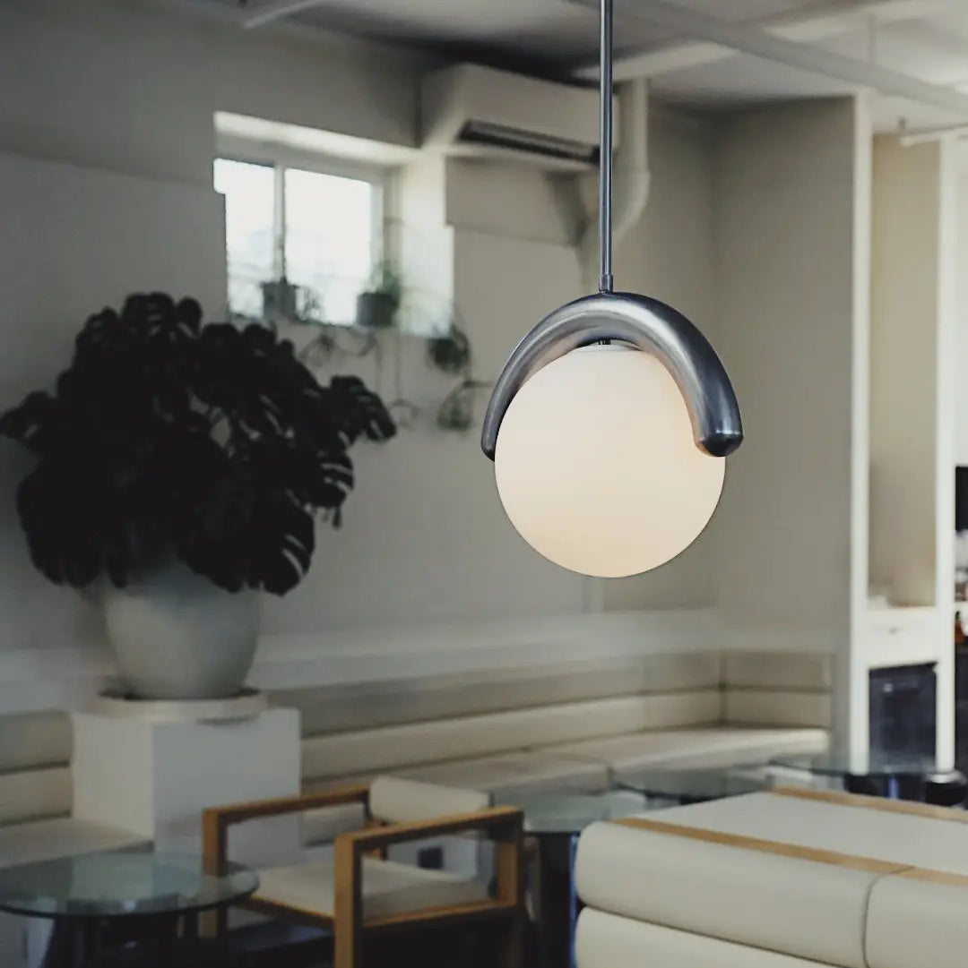 Lampadario Lineare Uveta Rosso&Argento