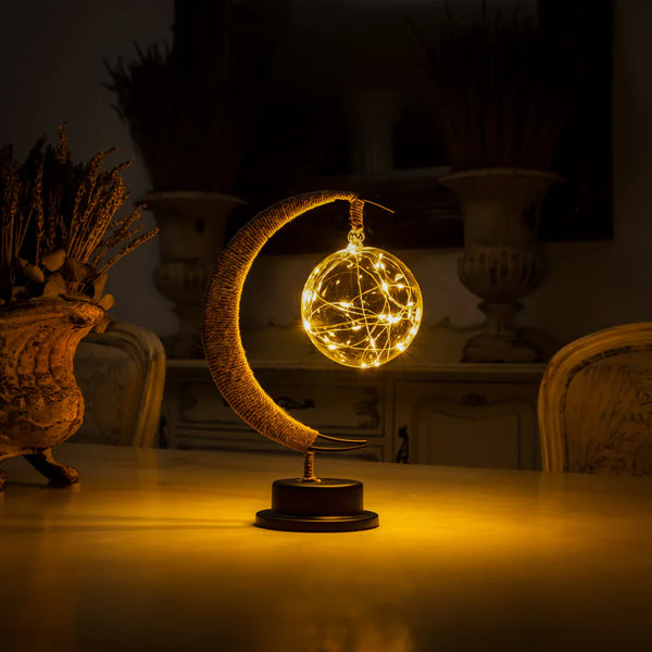 Lampada Lunare Incantata in Vetro con Luce Calda per la Tavola