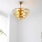 Lampadario in Vetro a Strati Foglia di Loto
