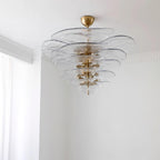 Lampadario in Vetro a Strati Foglia di Loto