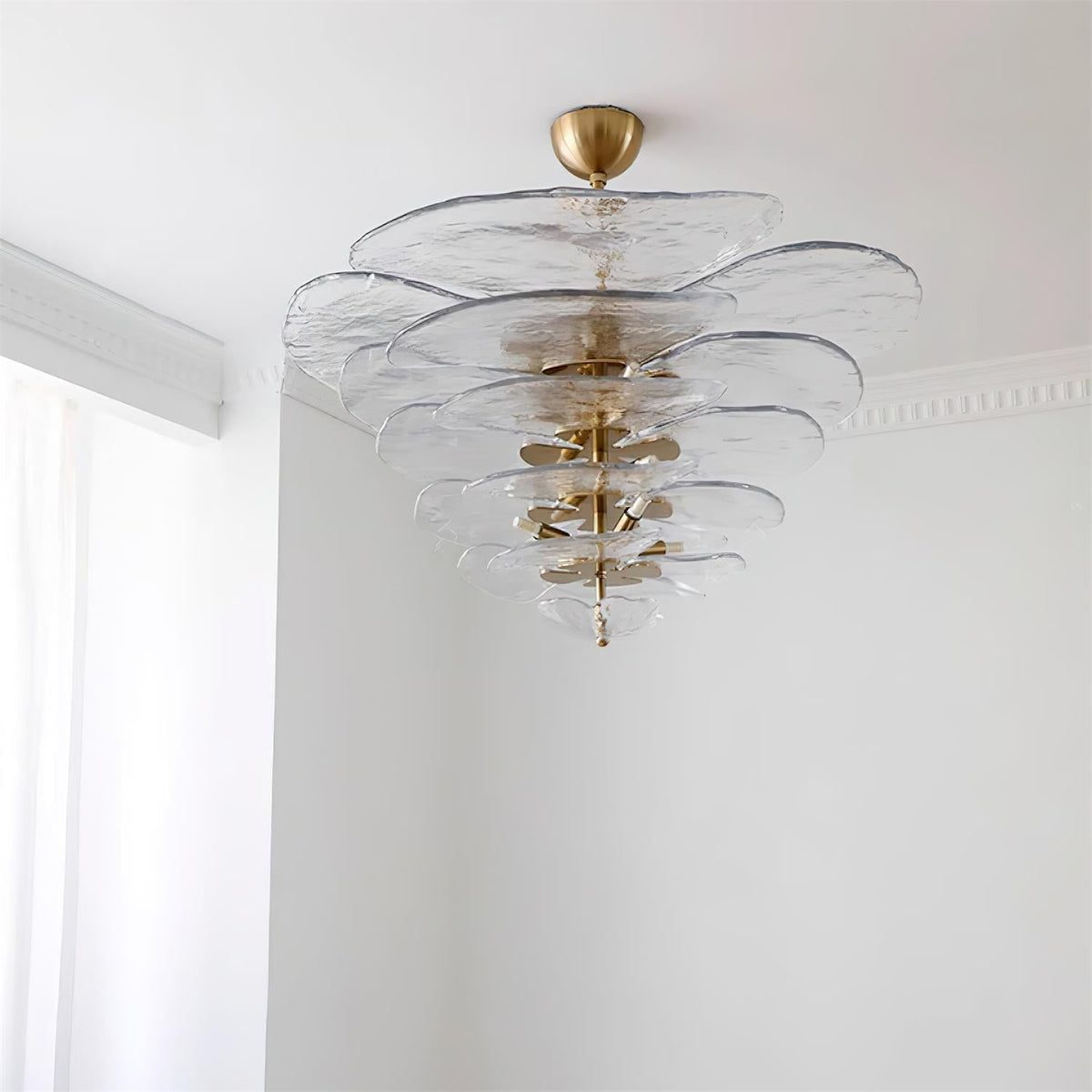 Lampadario in Vetro a Strati Foglia di Loto