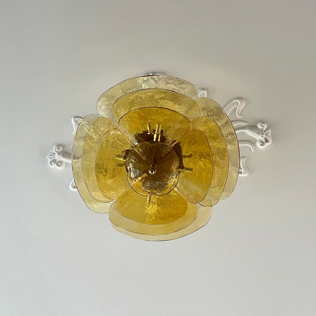 Lampadario in Vetro a Strati Foglia di Loto