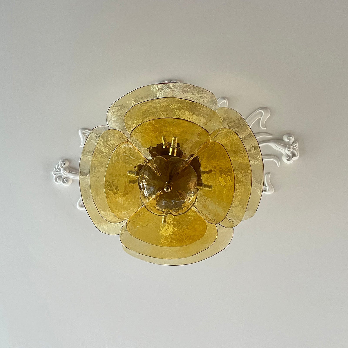 Lampadario in Vetro a Strati Foglia di Loto
