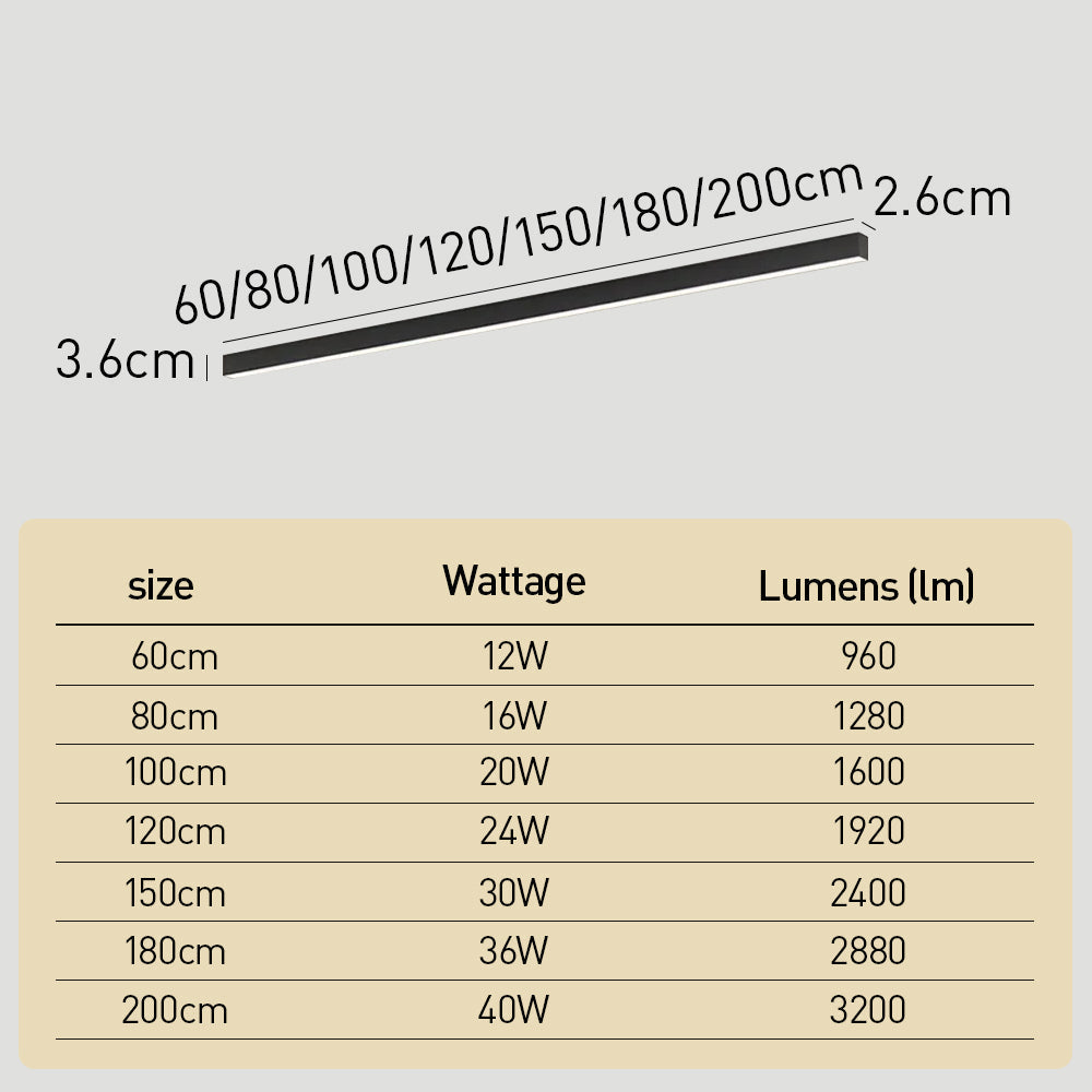 Lampada a sospensione/da incasso LED Lineare - Tri-Colore Regolabile
