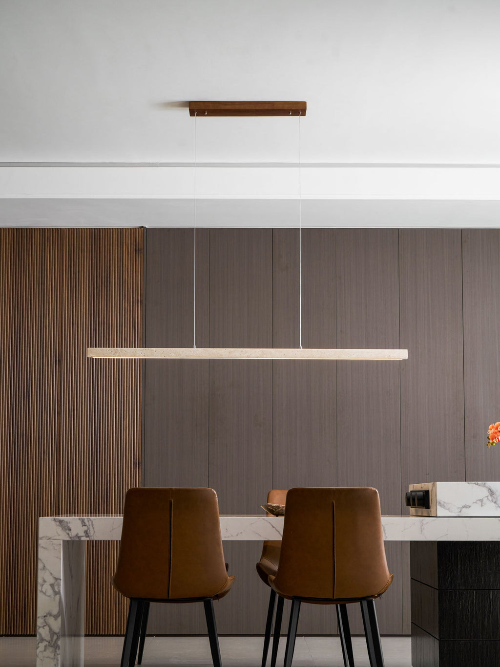 Lampada a Sospensione in Travertino Lineare