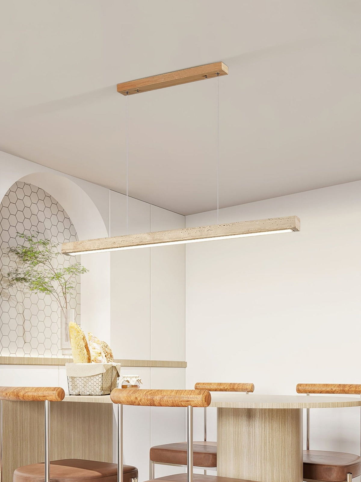 Lampada a Sospensione in Travertino Lineare