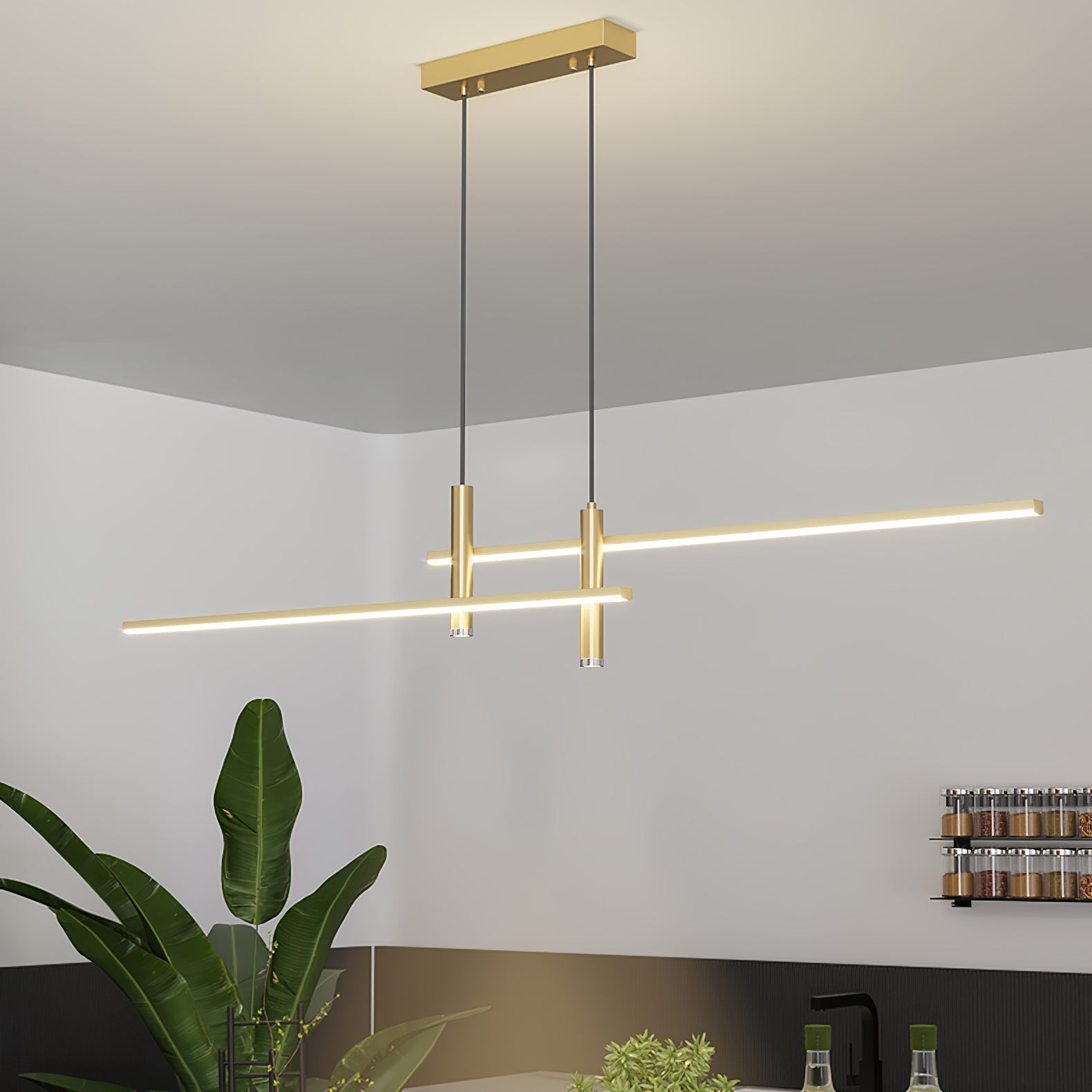 Lampada a Sospensione Lineare Moderna Arisha per Sala da Pranzo