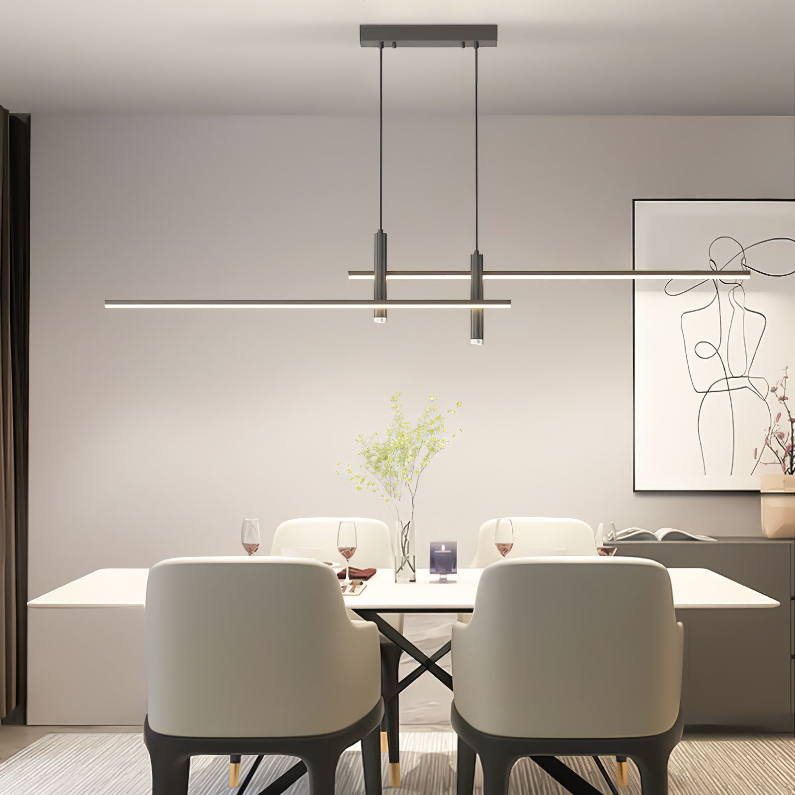 Lampada a Sospensione Lineare Moderna Arisha per Sala da Pranzo