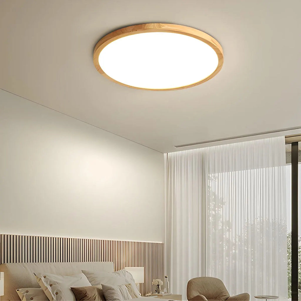 Lampada da soffitto Lirinco – Cornice in legno – Opaca – Ø 40 cm – Design moderno per soggiorno e camera da letto