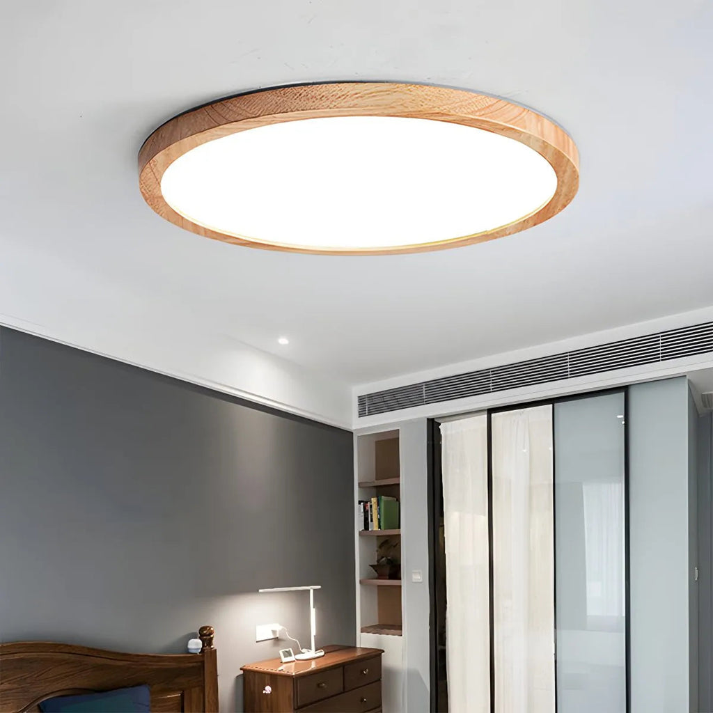 Lampada da soffitto Lirinco – Cornice in legno – Opaca – Ø 40 cm – Design moderno per soggiorno e camera da letto