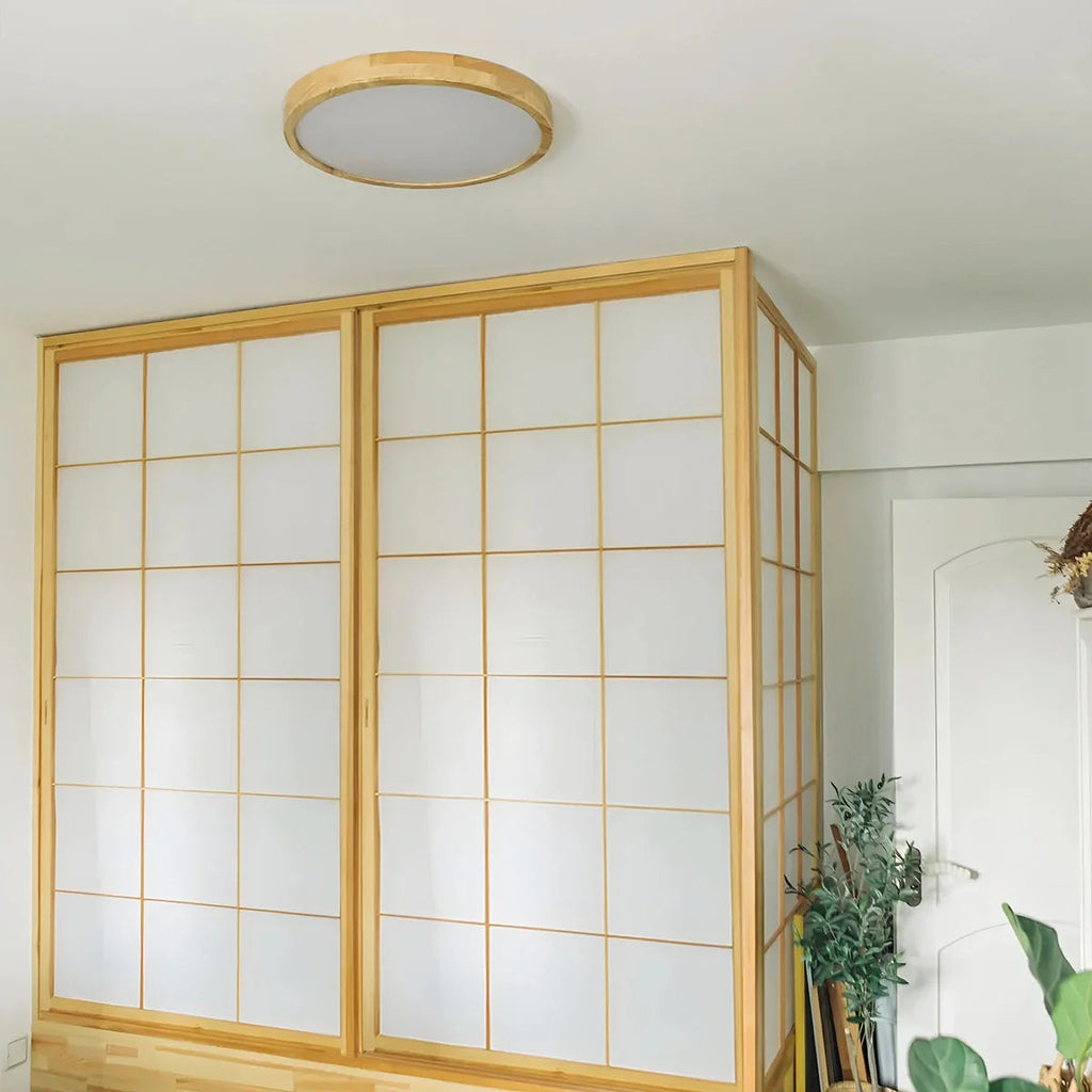 Lampada da soffitto Lirinco – Cornice in legno – Opaca – Ø 40 cm – Design moderno per soggiorno e camera da letto