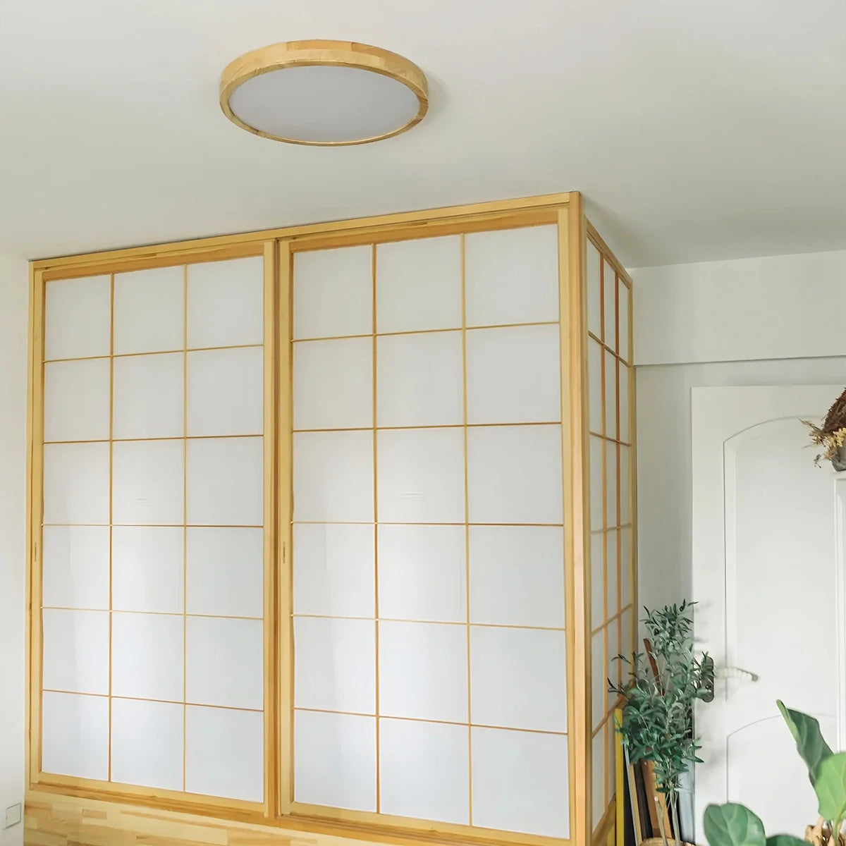 Lampada da soffitto Lirinco – Cornice in legno – Opaca – Ø 40 cm – Design moderno per soggiorno e camera da letto