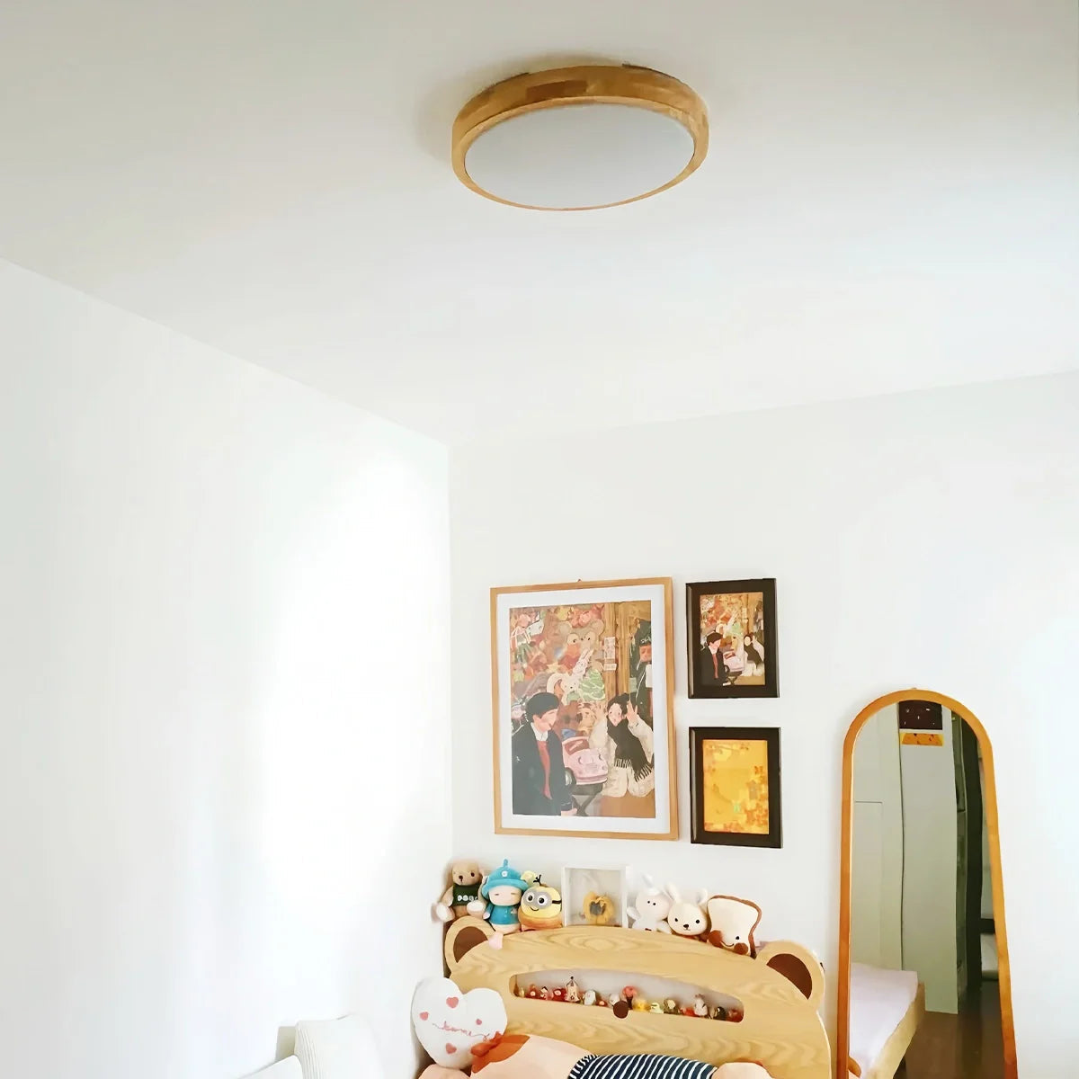 Lampada da soffitto Lirinco – Cornice in legno – Opaca – Ø 40 cm – Design moderno per soggiorno e camera da letto