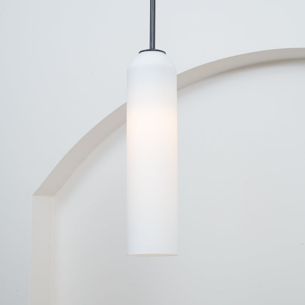 Lampada a sospensione in vetro a tubo lungo