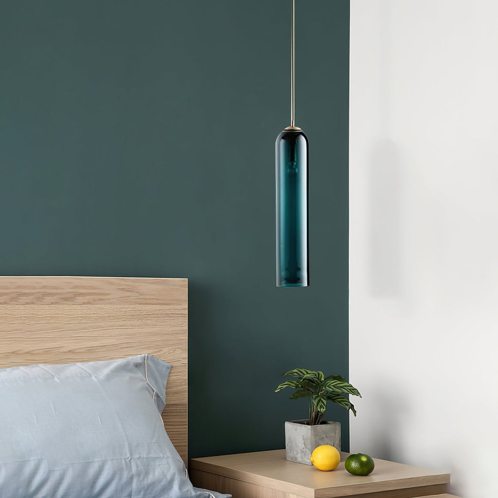 Lampada a sospensione in vetro a tubo lungo