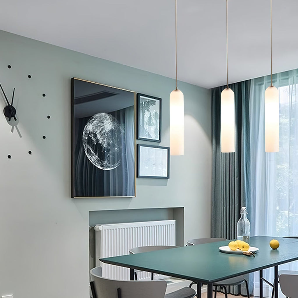 Lampada a sospensione in vetro a tubo lungo