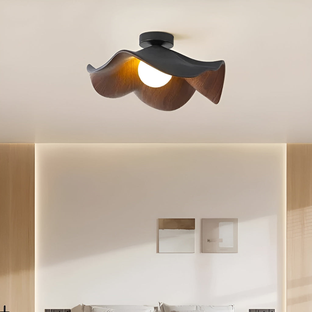 PetalBeam Light – Lampada da soffitto in legno a foglia di loto nordica
