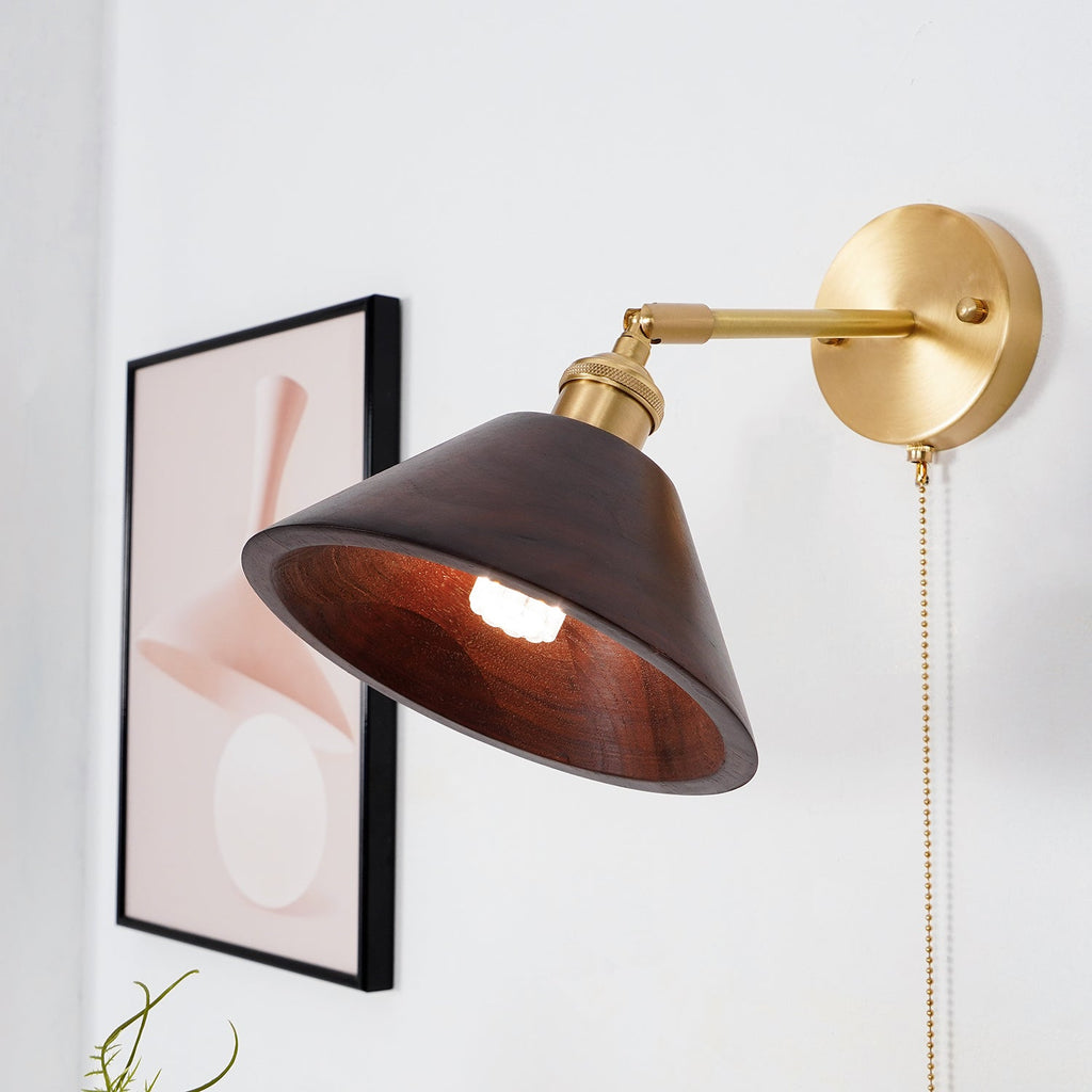 Lampada da parete Lozon – Ottone e legno di noce – Rotante – Design moderno
