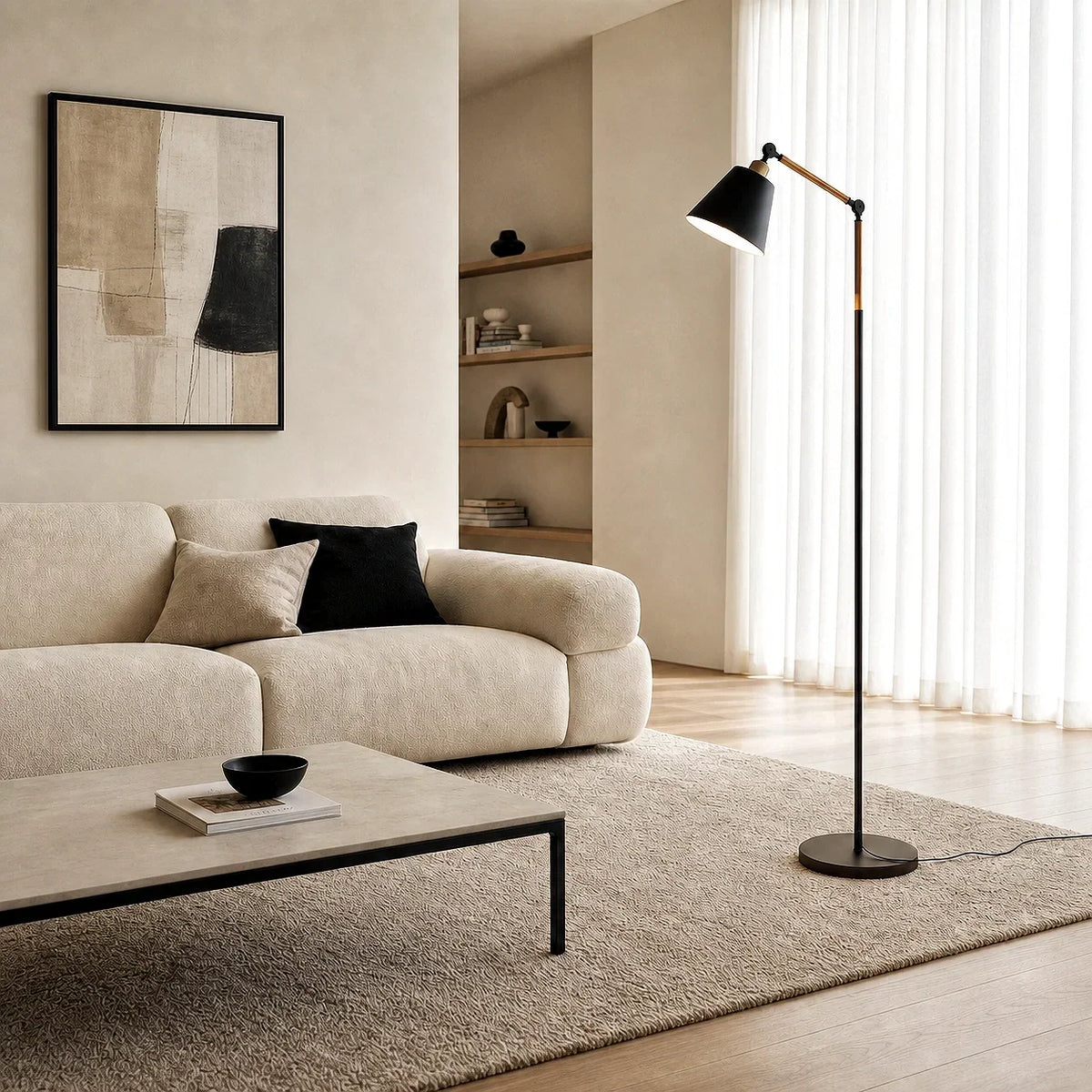 Lampada da Terra Nordic – Design Minimalista con Testa della Lampada Regolabile