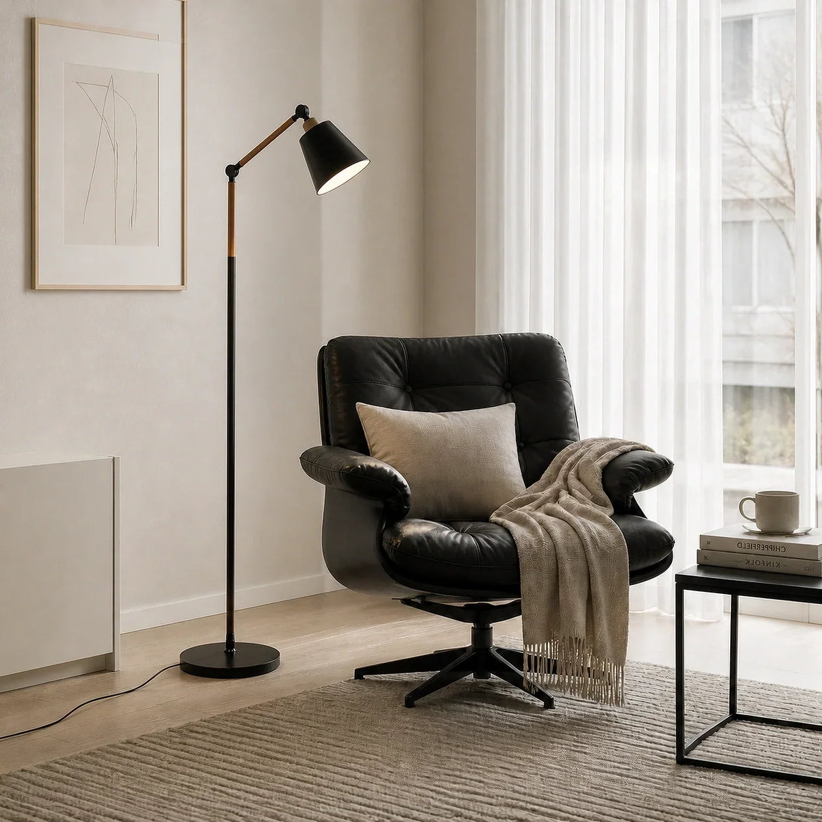 Lampada da Terra Nordic – Design Minimalista con Testa della Lampada Regolabile