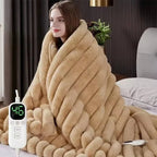 Coperta Elettrica in Pelliccia Sintetica con 12 Impostazioni di Calore