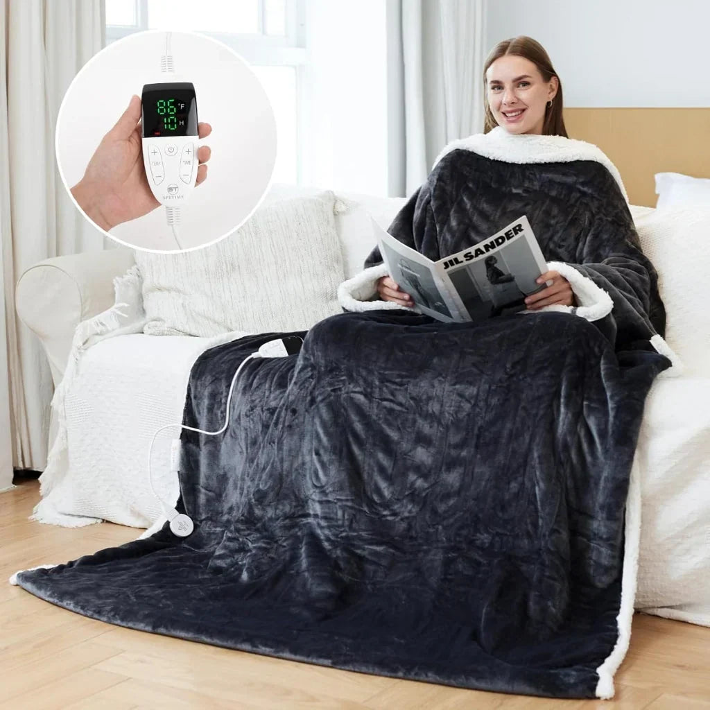 Coperta Elettrica Portatile con Calore Regolabile e Controller Rimovibile