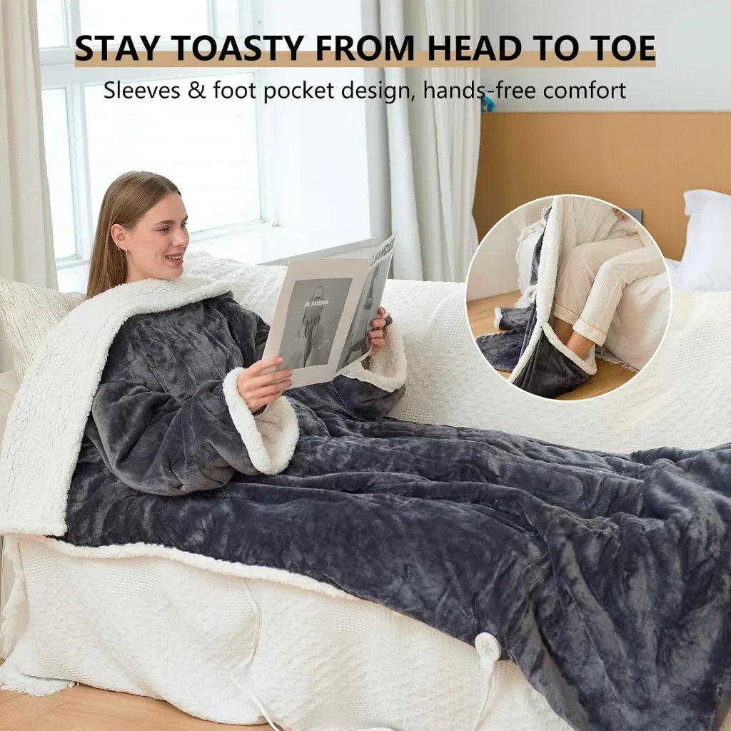 Coperta Elettrica Portatile con Calore Regolabile e Controller Rimovibile