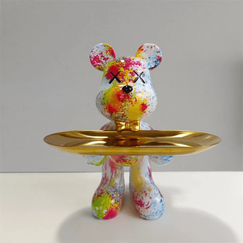 Luxetray Orso Decorativo – Contenitore con Vassoio – Design Elegante – Multifunzionale – Soggiorno/Ufficio